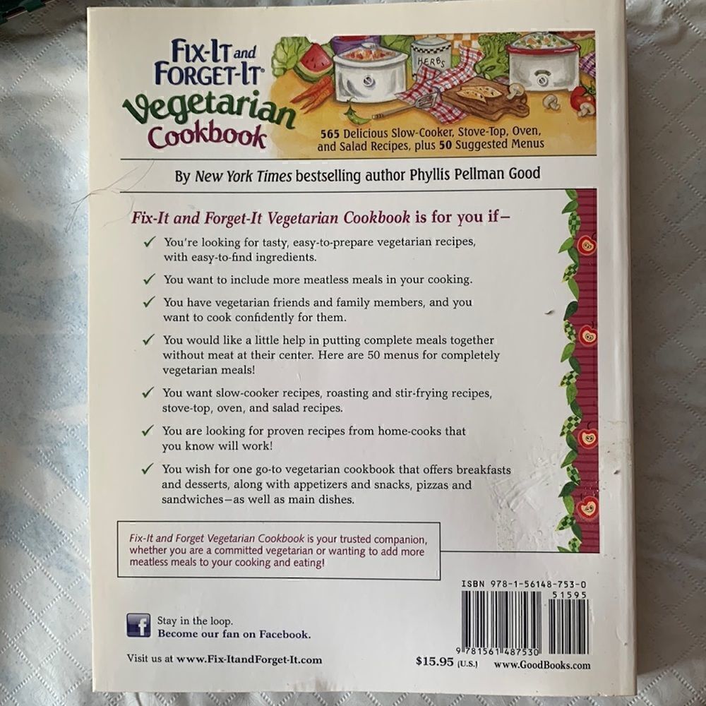 Cookbook Paperback Fix it and Forget it Vegetarian Phyllis Good - Picture 2 of 11